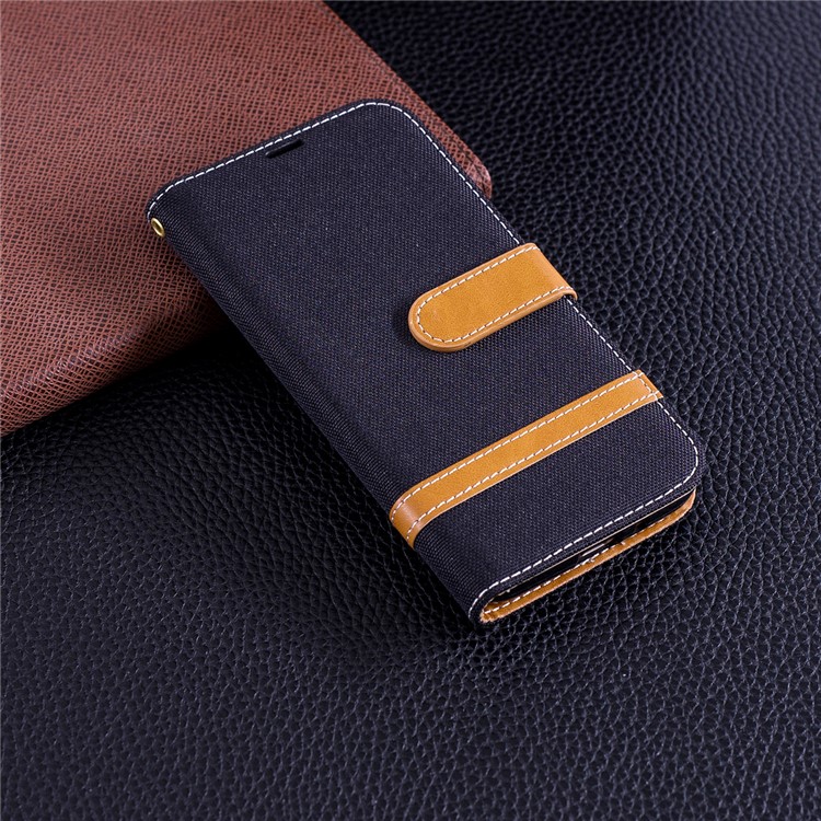 Jeans Cloth Texture Wallet Stand Leather Case for Samsung Galaxy J2 Pro 2018 - Black-9