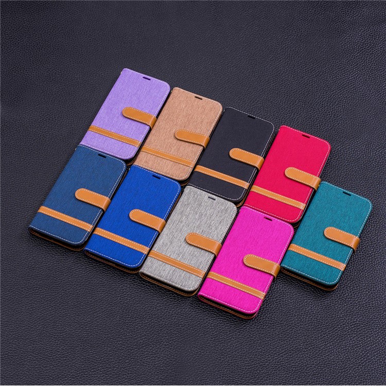 Jeans Cloth Texture Wallet Stand Leather Cover for Samsung Galaxy J2 Pro 2018 - Grey-11