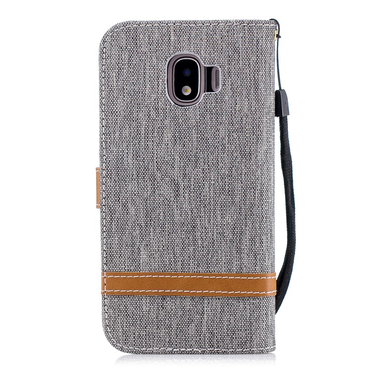 Jeans Cloth Texture Wallet Stand Leather Cover for Samsung Galaxy J2 Pro 2018 - Grey-3