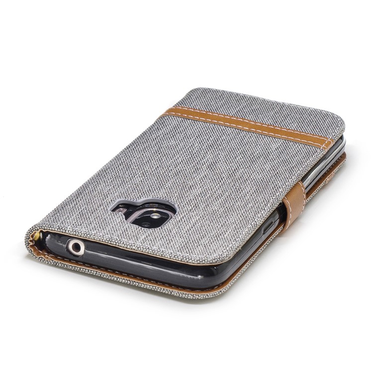 Jeans Cloth Texture Wallet Stand Leather Cover for Samsung Galaxy J2 Pro 2018 - Grey-7