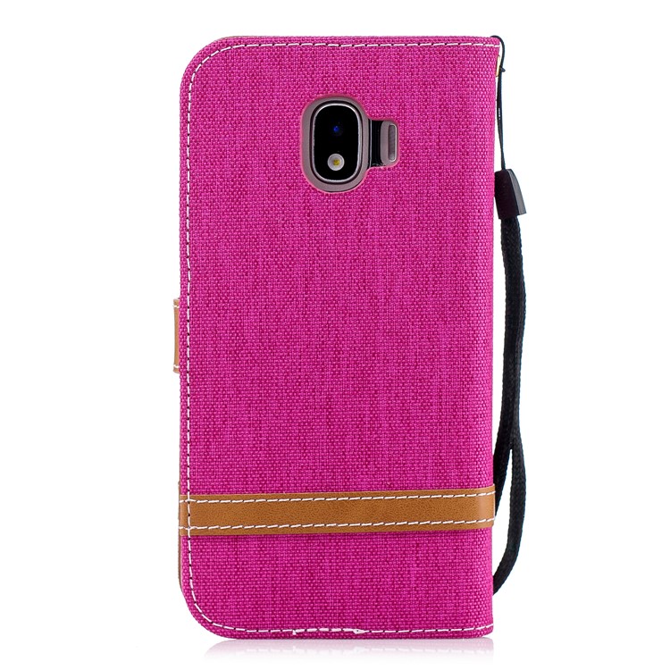 Jeans Cloth Texture Wallet Stand Leather Phone Case for Samsung Galaxy J2 Pro 2018 - Rose-3