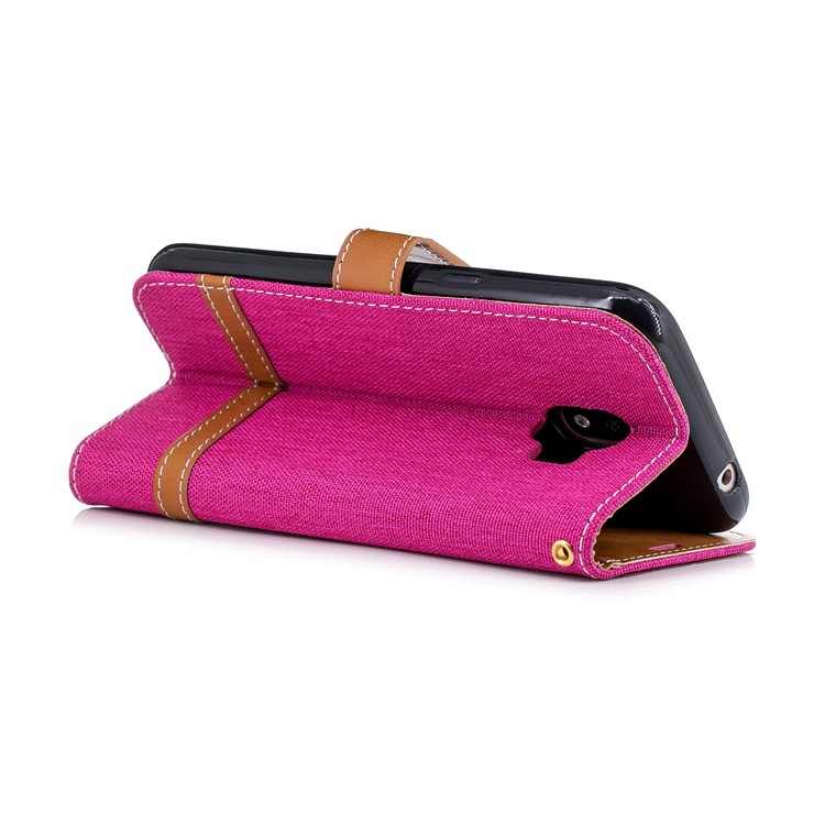 Jeans Cloth Texture Wallet Stand Leather Phone Case for Samsung Galaxy J2 Pro 2018 - Rose-4