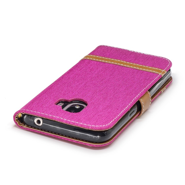 Jeans Cloth Texture Wallet Stand Leather Phone Case for Samsung Galaxy J2 Pro 2018 - Rose-7