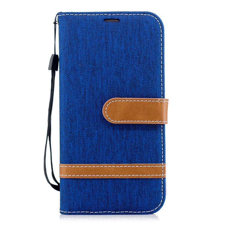 Jeans Cloth Texture Wallet Stand Leather Mobile Case for Samsung Galaxy J2 Pro 2018 - Baby Blue-2