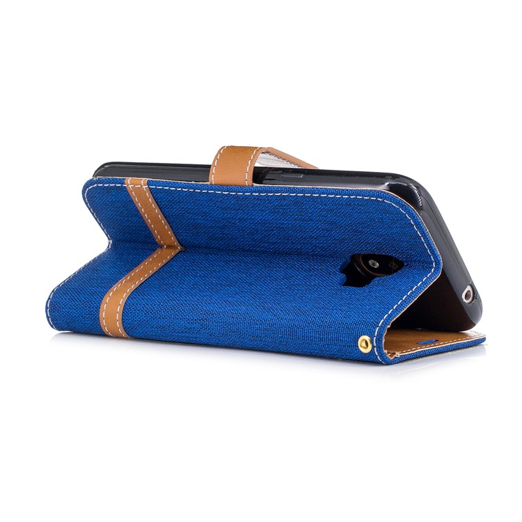 Jeans Cloth Texture Wallet Stand Leather Mobile Case for Samsung Galaxy J2 Pro 2018 - Baby Blue-4
