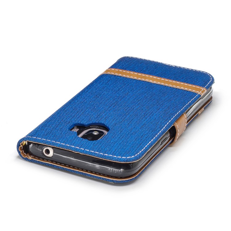 Jeans Cloth Texture Wallet Stand Leather Mobile Case for Samsung Galaxy J2 Pro 2018 - Baby Blue-7