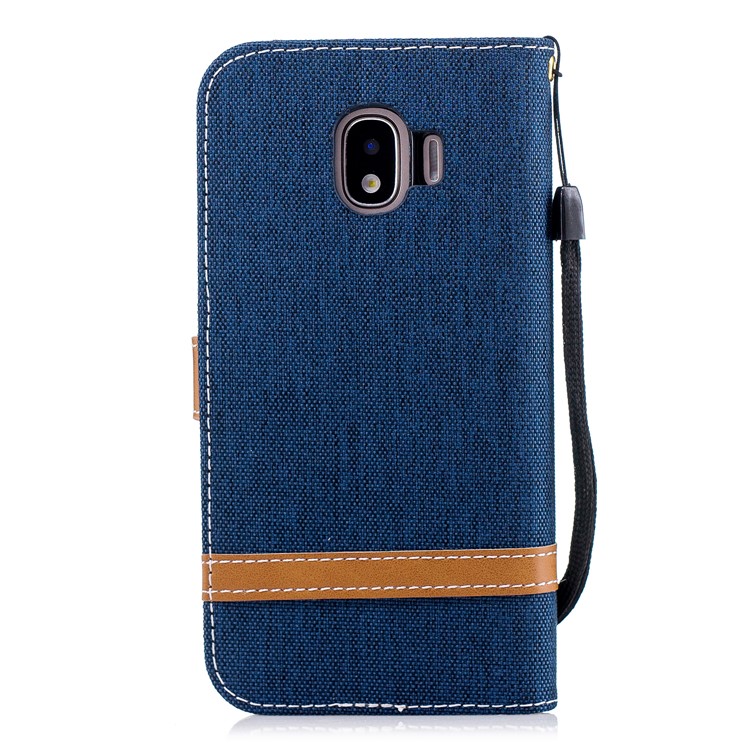 Jeans Cloth Texture Wallet Stand Leather Mobile Cover for Samsung Galaxy J2 Pro 2018 - Dark Blue-3