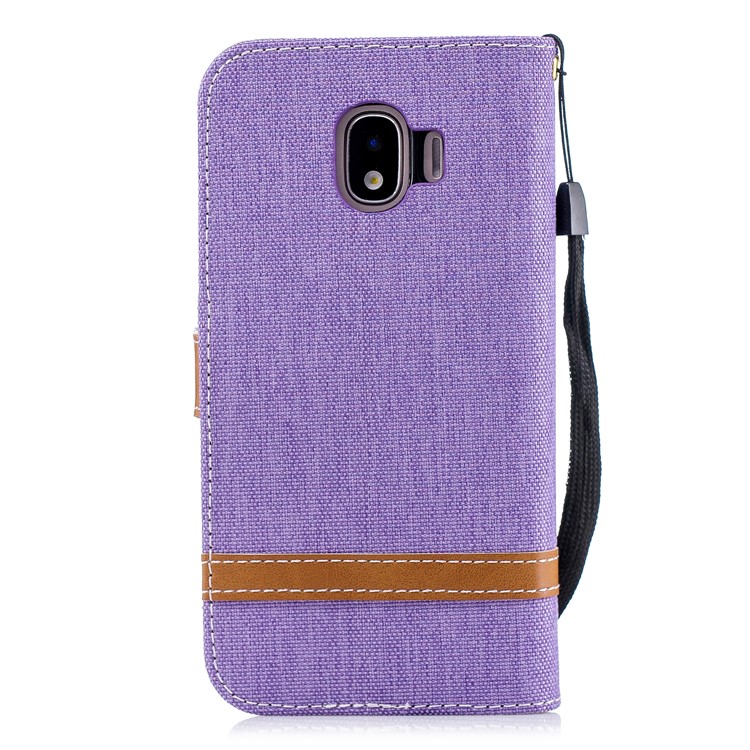 Jeans Cloth Texture Wallet Stand Leather Mobile Shell for Samsung Galaxy J2 Pro 2018 - Purple-3