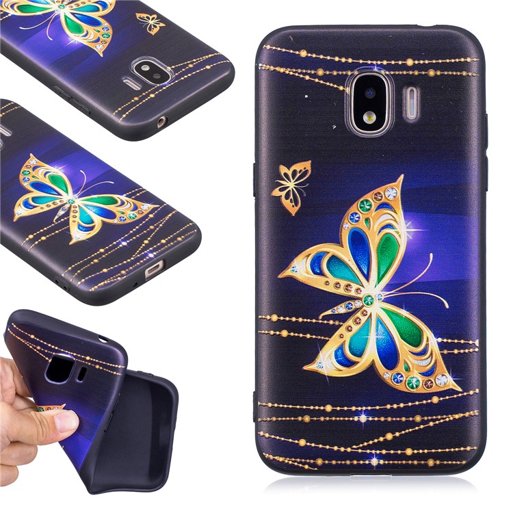 

For Samsung Galaxy J2 Pro 2018 Embossment Soft TPU Case Accessory - Gold Butterfly