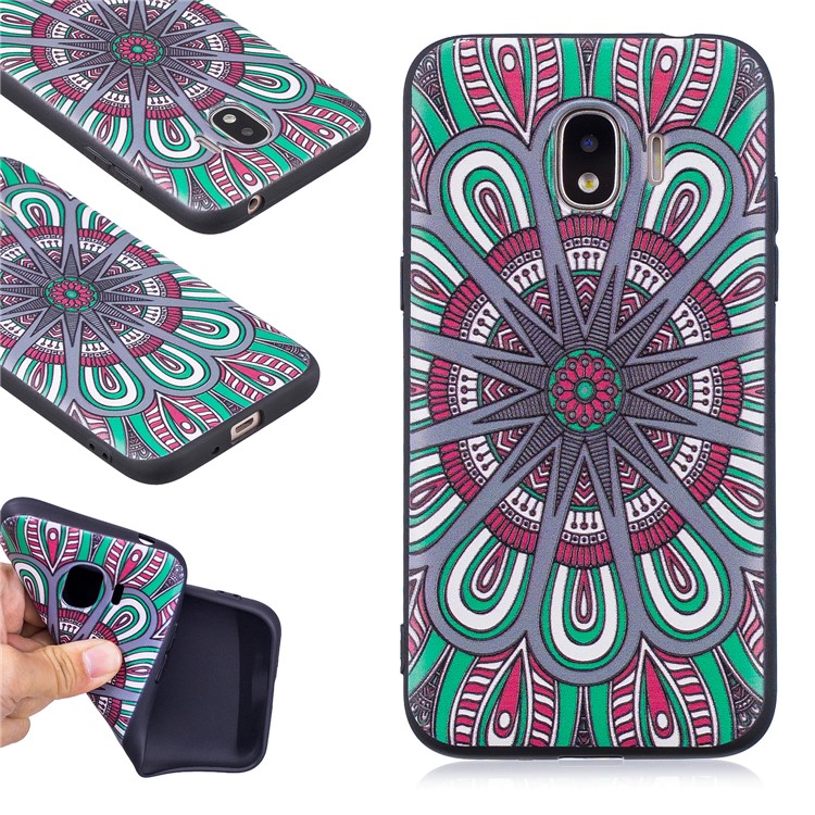 

For Samsung Galaxy J2 Pro 2018 Embossment TPU Flexible Ultra-thin Case Shell - Abstract Floral