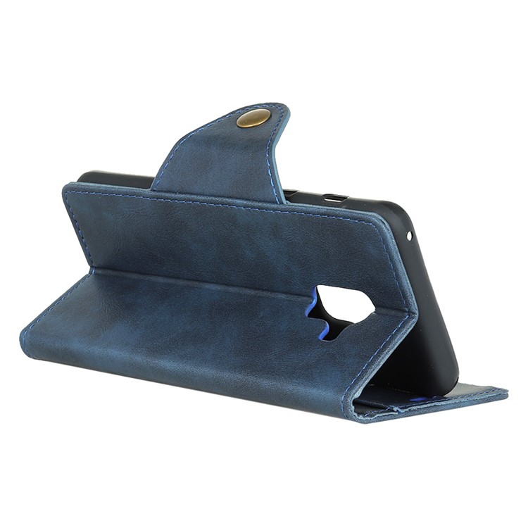 Leather Stand Case with Card Slots for Samsung Galaxy A6+ (2018) - Dark Blue-4