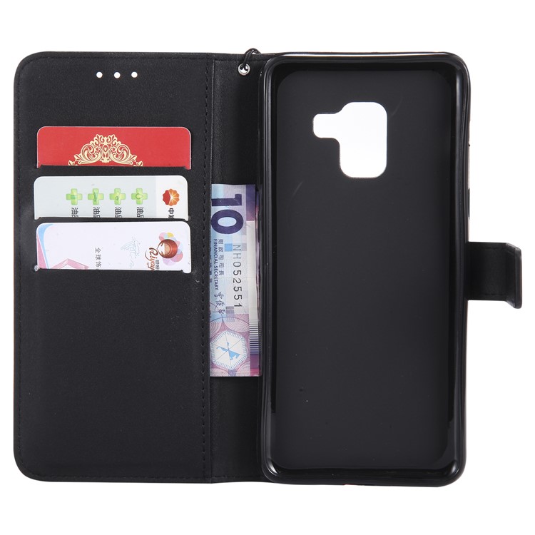Wallet Leather Stand Case for Samsung Galaxy A8 (2018) - Black-3