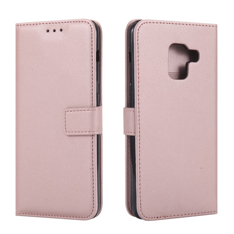 Wallet Leather Magnetic Case for Samsung Galaxy A8 (2018) - Rose Gold-2