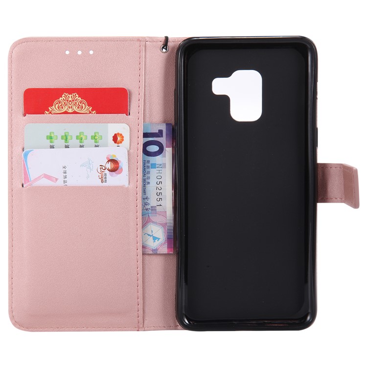 Wallet Leather Magnetic Case for Samsung Galaxy A8 (2018) - Rose Gold-4