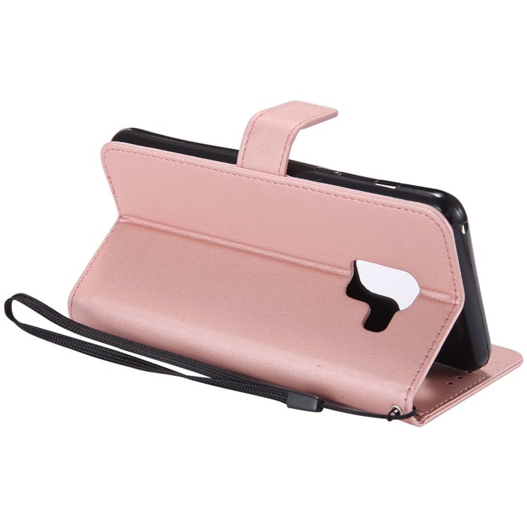 Wallet Leather Magnetic Case for Samsung Galaxy A8 (2018) - Rose Gold-9
