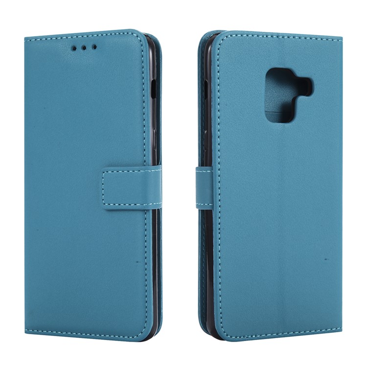 Wallet Leather Cover with Stand for Samsung Galaxy A8 (2018) - Baby Blue-2