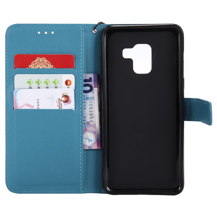 Wallet Leather Cover with Stand for Samsung Galaxy A8 (2018) - Baby Blue-4