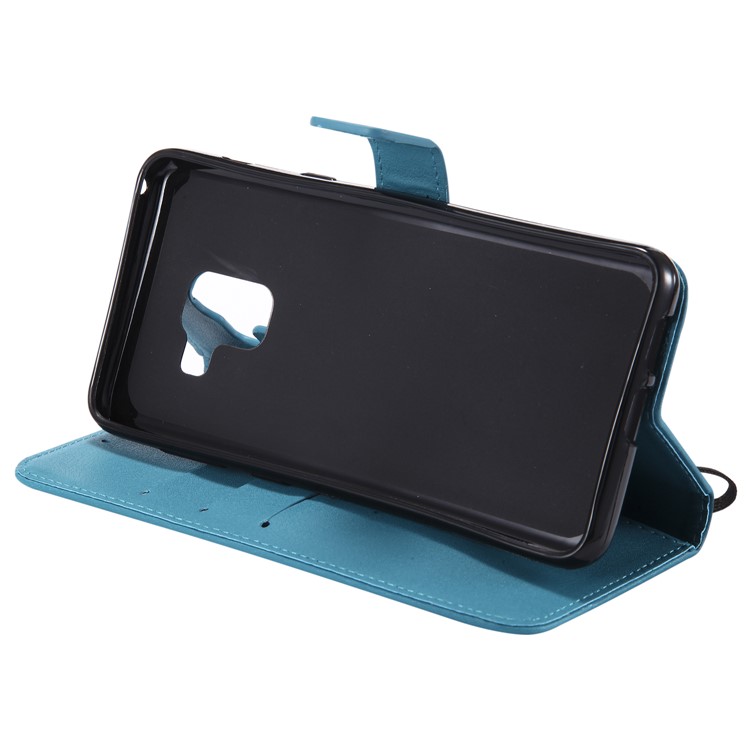 Wallet Leather Cover with Stand for Samsung Galaxy A8 (2018) - Baby Blue-8