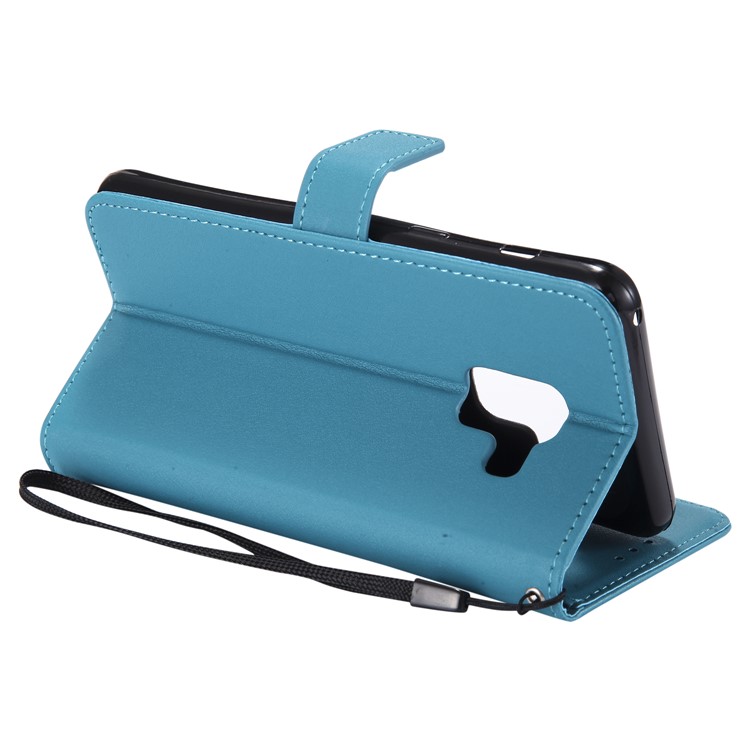 Wallet Leather Cover with Stand for Samsung Galaxy A8 (2018) - Baby Blue-9