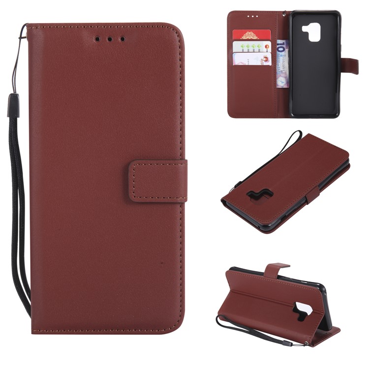 Magnetic Leather Stand Cover for Samsung Galaxy A8 (2018) - Brown-1