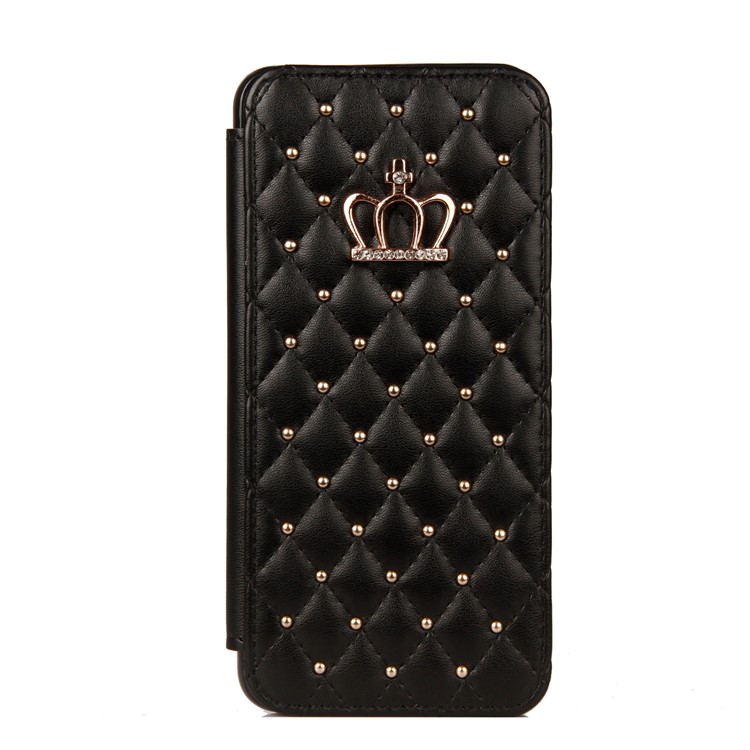 Stitching Rhombus Crown Leather Stand Case with Card Slots for Samsung Galaxy A8 (2018) - Black-2