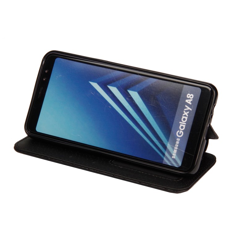 Stitching Rhombus Crown Leather Stand Case with Card Slots for Samsung Galaxy A8 (2018) - Black-5