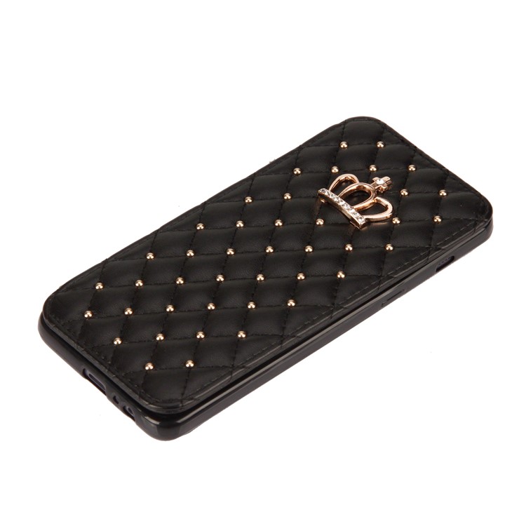 Stitching Rhombus Crown Leather Stand Case with Card Slots for Samsung Galaxy A8 (2018) - Black-6