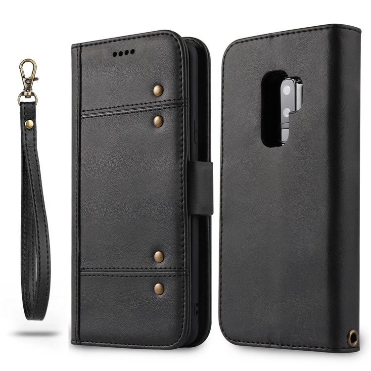 

LC.IMEEKE Removable TPU Back Shell + Leather Wallet Case for Samsung Galaxy S9+ SM-G965 - Black