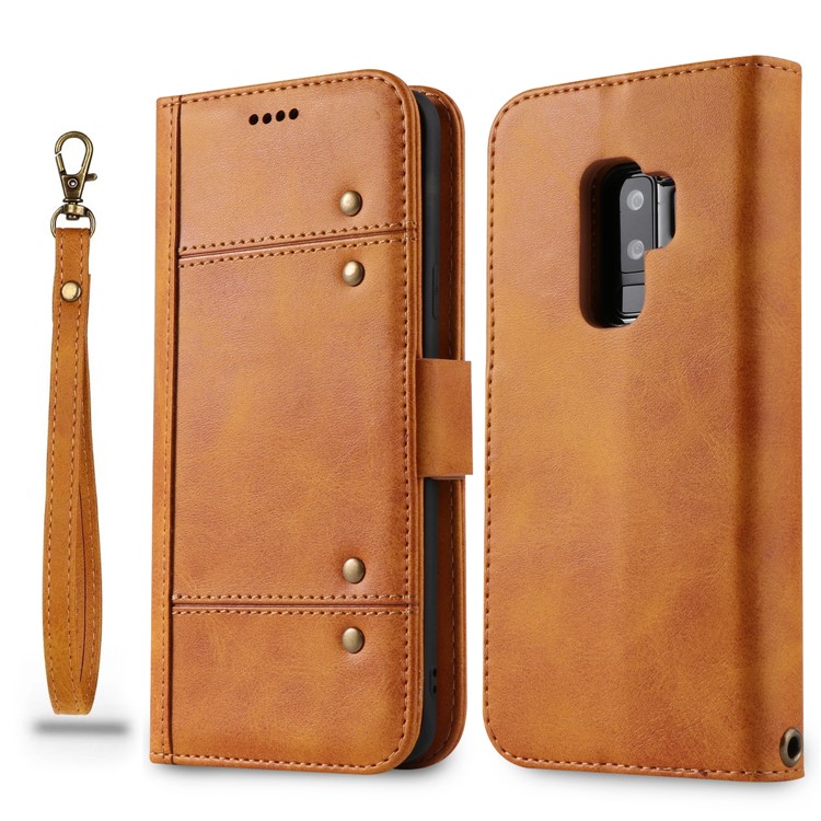 

LC.IMEEKE Removable TPU Cover Shell + Leather Wallet Case for Samsung Galaxy S9+ SM-G965 - Brown