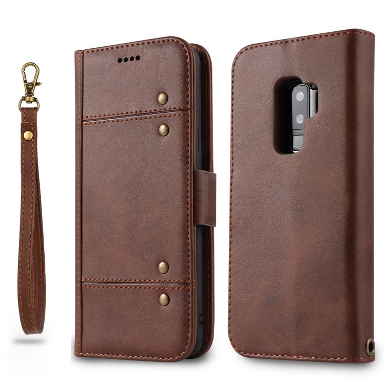 

LC.IMEEKE Removable TPU Case Cover + Leather Wallet Case for Samsung Galaxy S9+ SM-G965 - Coffee
