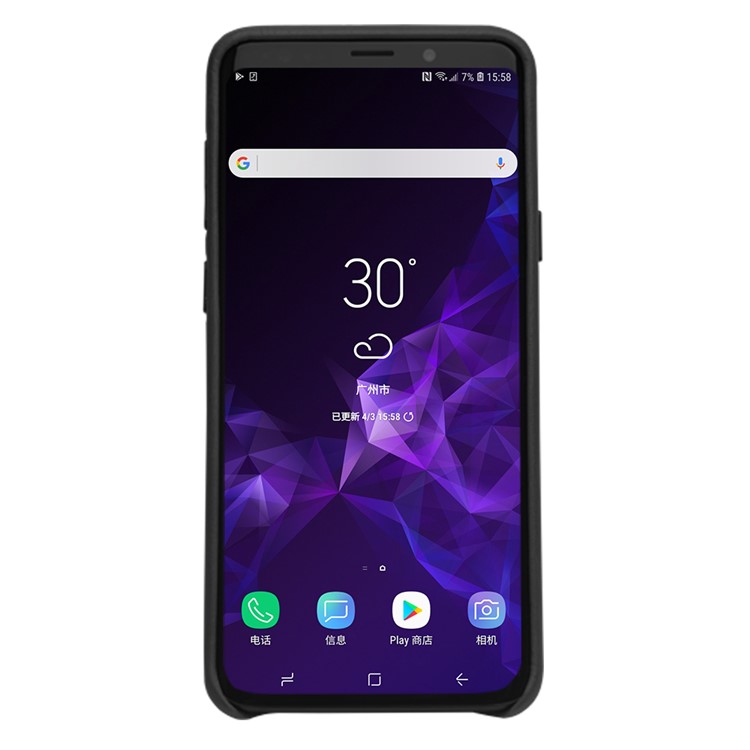QIALINO Genuine Leather Coated PC Hard Case for Samsung Galaxy S9 SM-G960 - Black-2