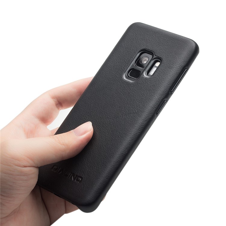 QIALINO Genuine Leather Coated PC Hard Case for Samsung Galaxy S9 SM-G960 - Black-4
