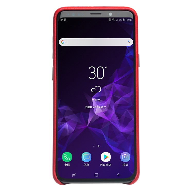 QIALINO Genuine Leather Coated PC Back Cover for Samsung Galaxy S9 SM-G960 - Red-2