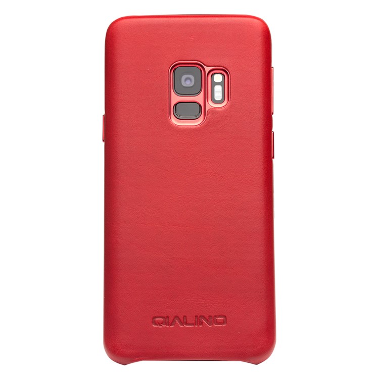 QIALINO Genuine Leather Coated PC Back Cover for Samsung Galaxy S9 SM-G960 - Red-3
