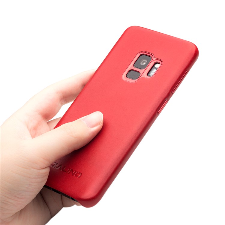 QIALINO Genuine Leather Coated PC Back Cover for Samsung Galaxy S9 SM-G960 - Red-4