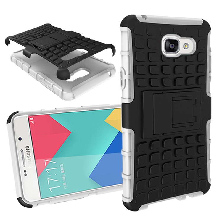 TPU PC Hybrid Cover for Samsung Galaxy A5 SM-A510F (2016) with Kickstand - White-1