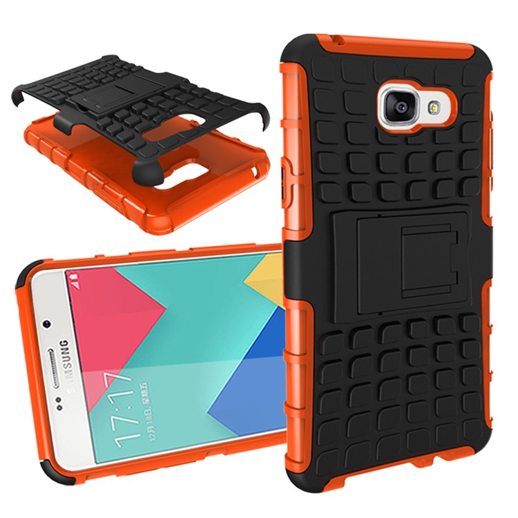 TPU PC Hybrid Shell for Samsung Galaxy A5 SM-A510F (2016) with Kickstand - Orange-1
