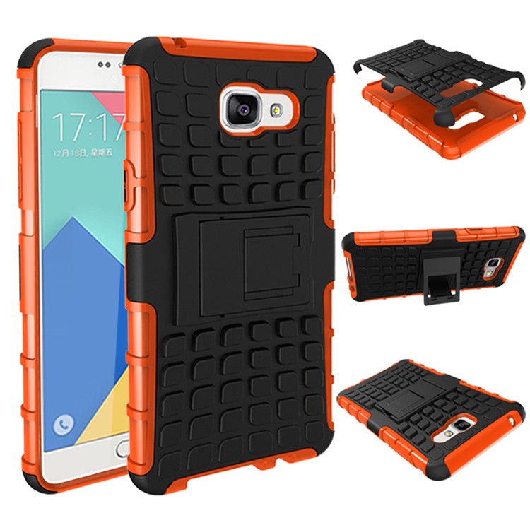 TPU PC Hybrid Shell for Samsung Galaxy A5 SM-A510F (2016) with Kickstand - Orange-2