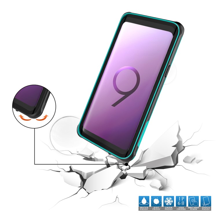 IP68 PC + TPU Underwater Dirt/Dust/Snow Proof Waterproof Hybrid Case for Samsung Galaxy S9 SM-G960 - Cyan-5
