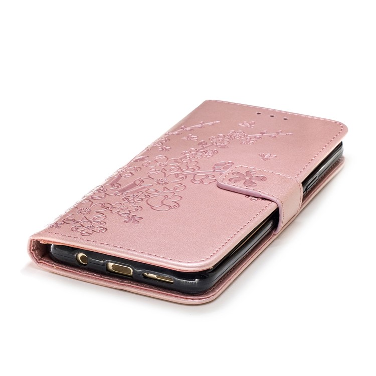 Imprint Flower Magnetic Leather Stand Cover for Samsung Galaxy S9 Plus SM-G965 - Rose Gold-6