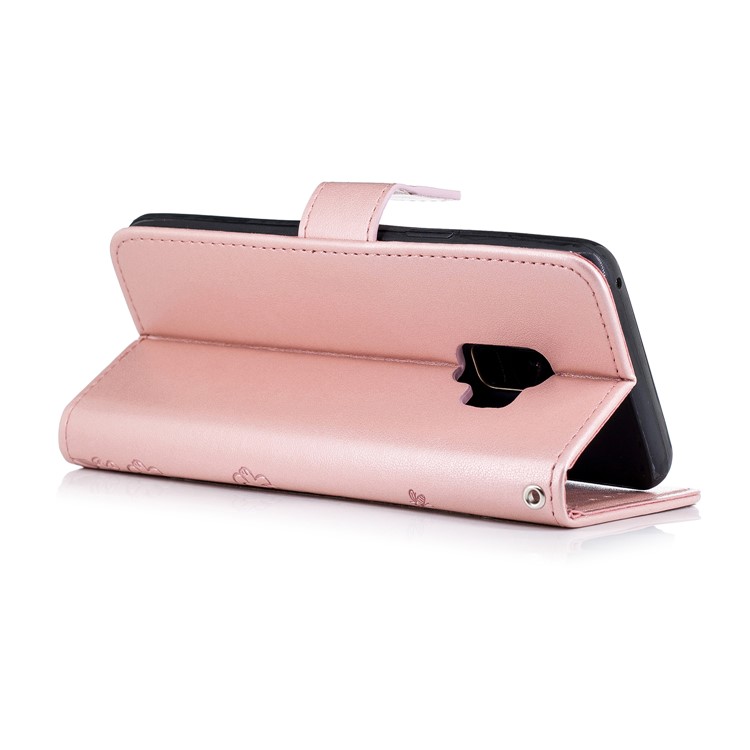 Imprint Flower Magnetic Leather Stand Accessory Phone Cover for Samsung Galaxy S9 SM-G960 - Rose Gold-4