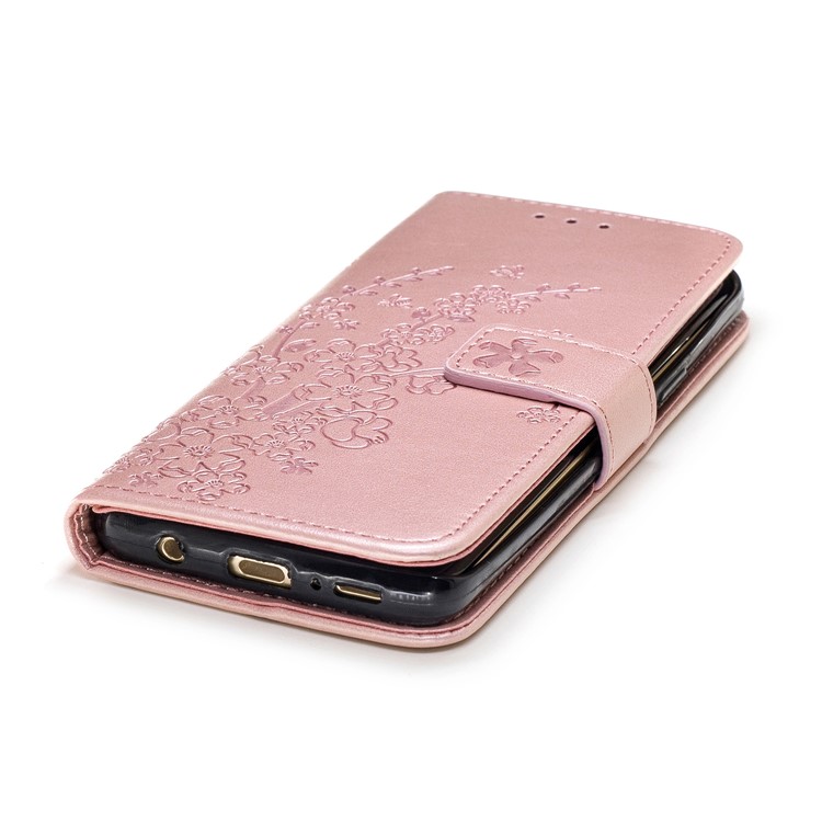 Imprint Flower Magnetic Leather Stand Accessory Phone Cover for Samsung Galaxy S9 SM-G960 - Rose Gold-6