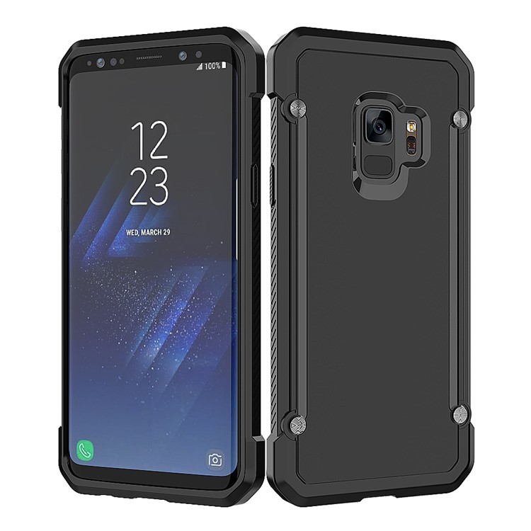 Beetle Combo TPU Edges PC Hard Mobile Casing for Samsung Galaxy S9 SM-G960 - Black-4