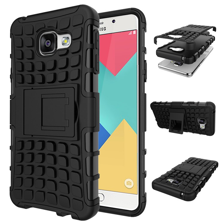 TPU PC Hybrid Case for Samsung Galaxy A3 SM-A310F (2016) with Kickstand - Black-2