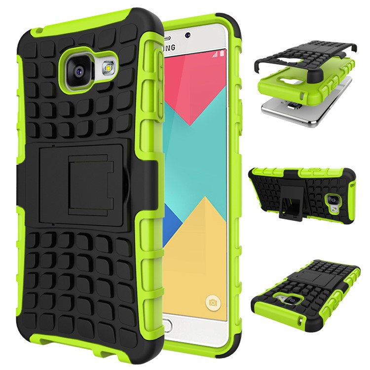 TPU PC Protective Case for Samsung Galaxy A3 SM-A310F (2016) with Kickstand - Green-2