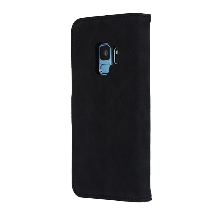 Vintage Style Crazy Horse Texture Leather Stand Wallet Case for Samsung Galaxy S9 G960 - Black-3