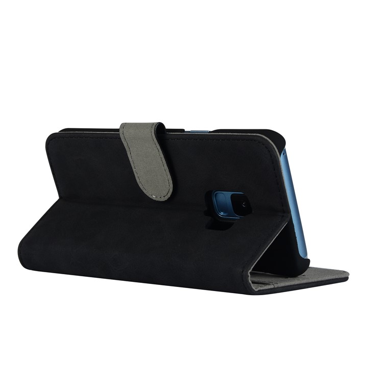 Vintage Style Crazy Horse Texture Leather Stand Wallet Case for Samsung Galaxy S9 G960 - Black-5