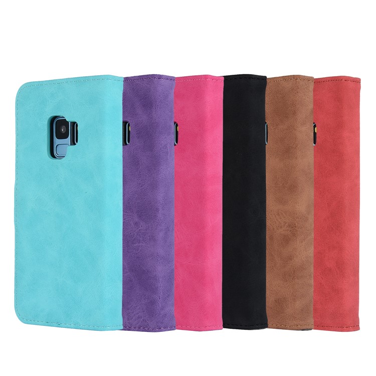 Vintage Style Crazy Horse Texture Leather Stand Wallet Case for Samsung Galaxy S9 G960 - Black-6