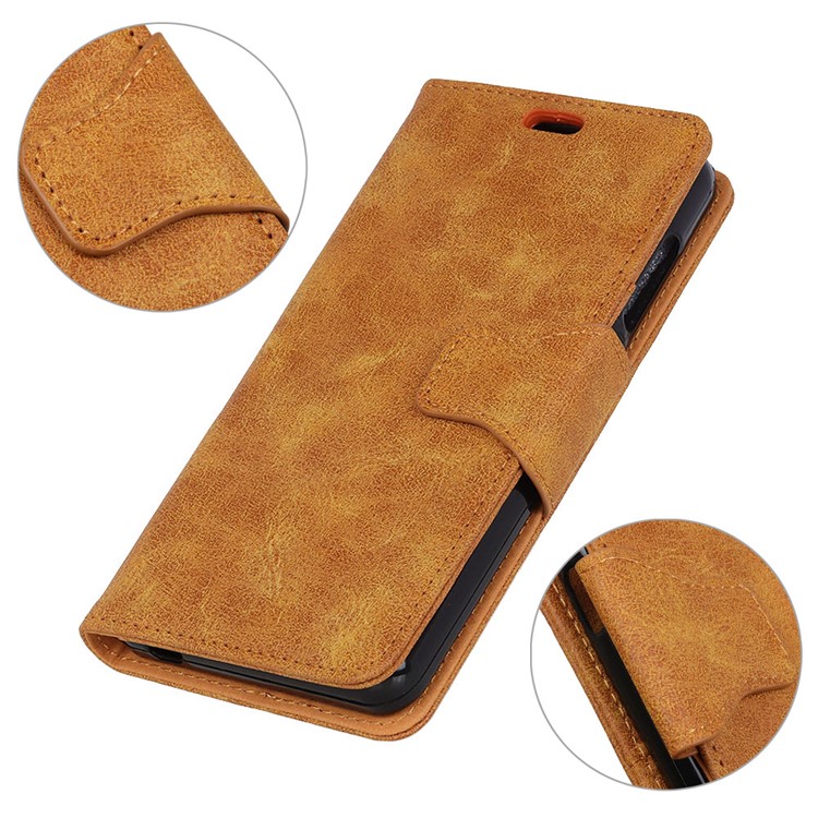 Vintage Split Leather Wallet Stand Mobile Cover for Samsung Galaxy S9 G960 - Brown-3