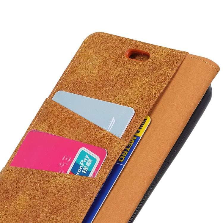 Vintage Split Leather Wallet Stand Mobile Cover for Samsung Galaxy S9 G960 - Brown-4